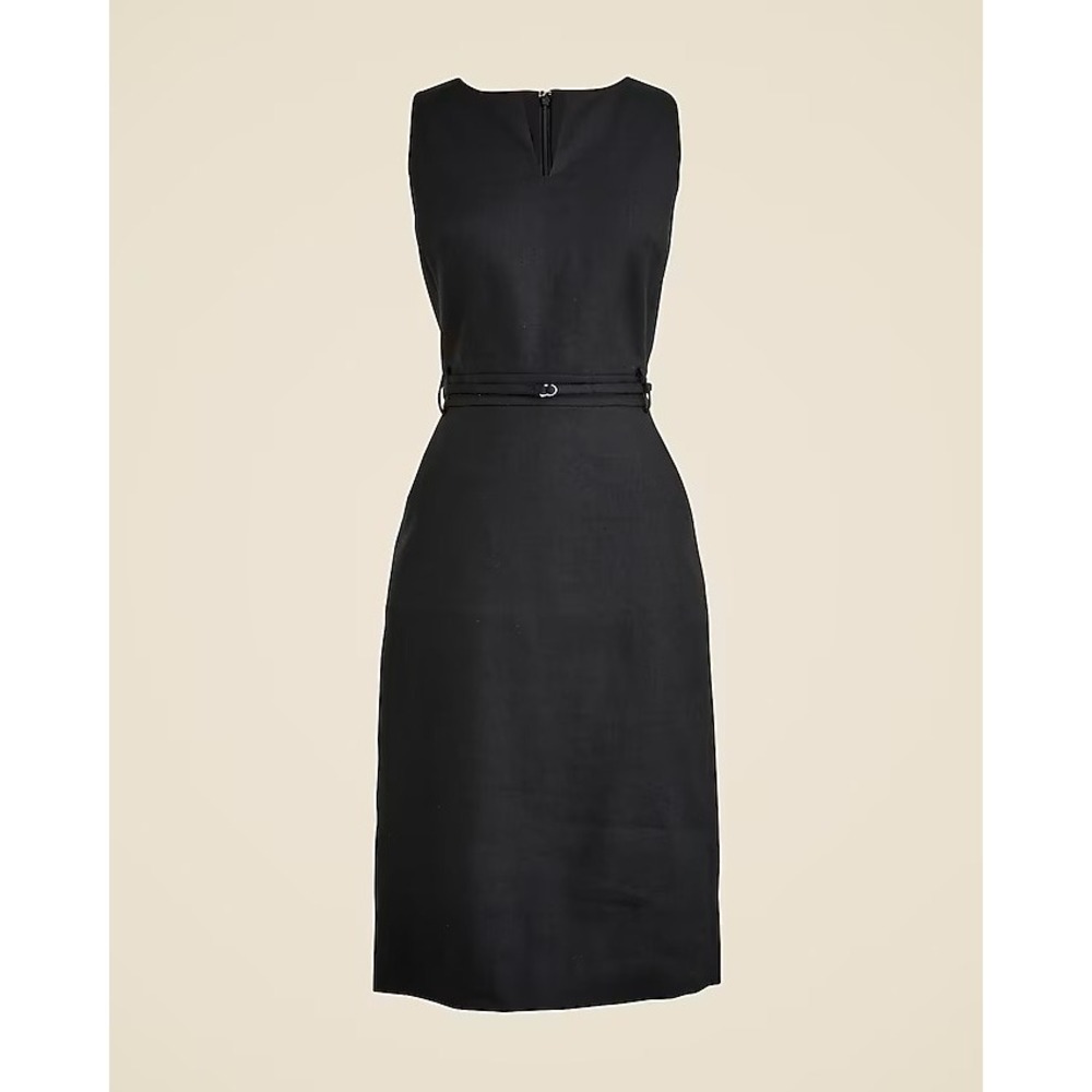 J.Crew Petite Executive dress in stretch‎ linen blend Black NWT